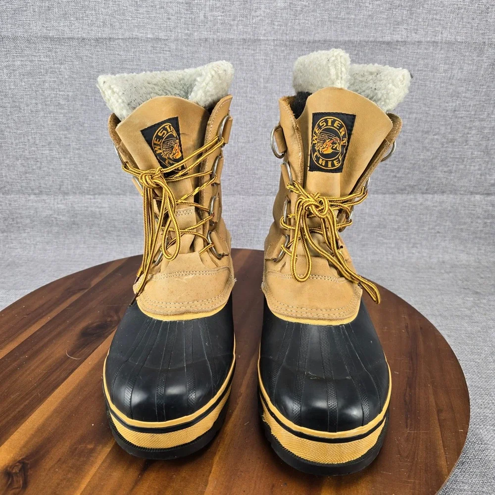 Western‎ Chief Mens Tan Black Steel Shank Insulated Winter Snow Duck Boots Sz 10